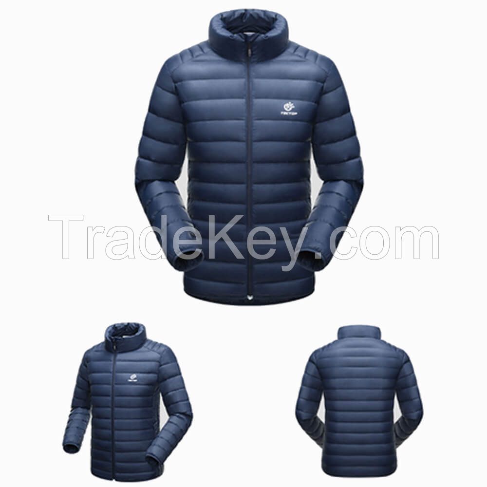 Comfy Deep Blue Coat Duck Down Jacket For Winters Men OEM Service