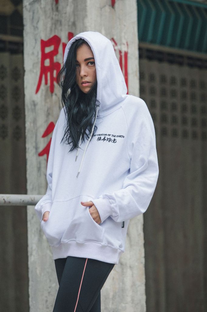 Hooded sweater man Street white black