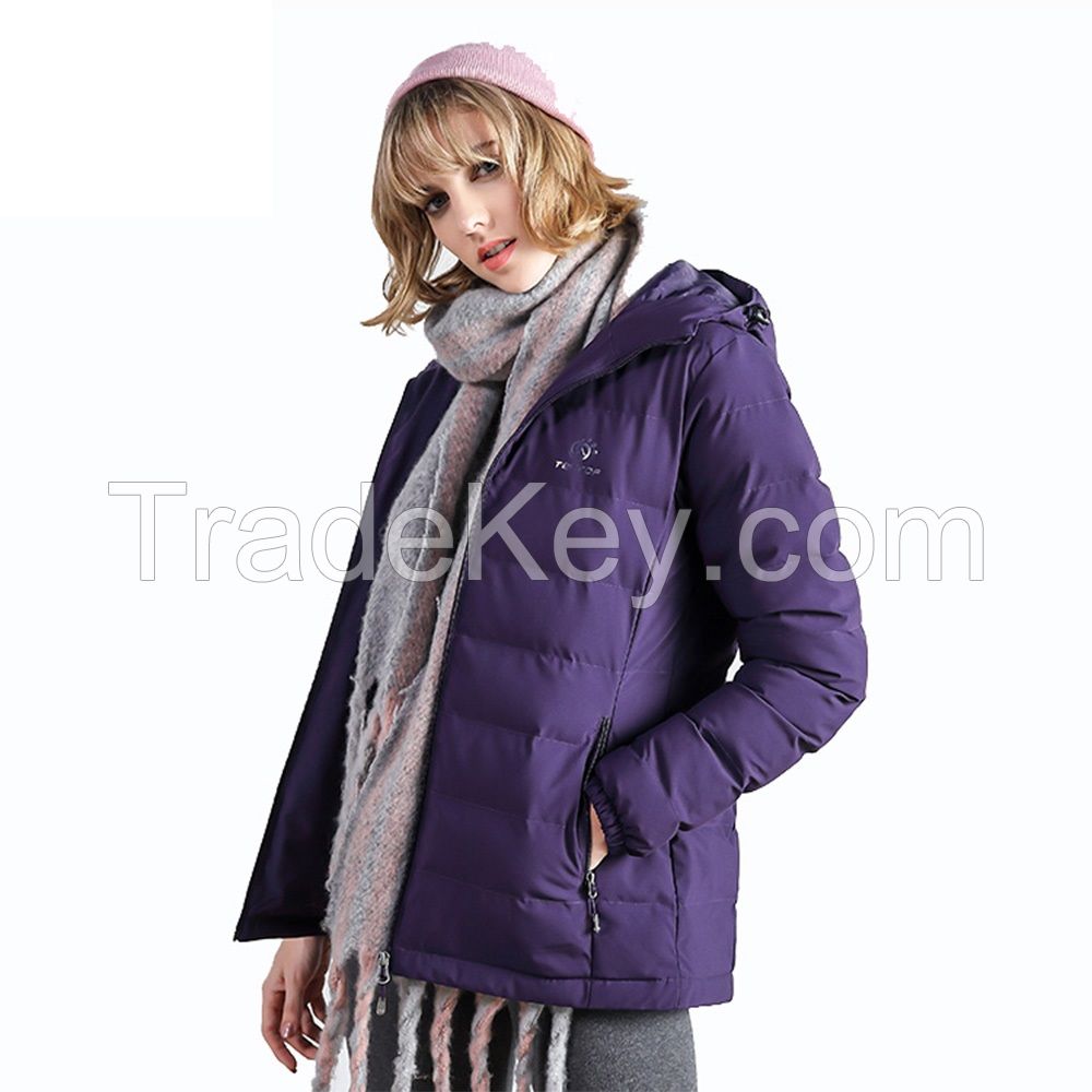 Duck Down Jacket For Women Ladies Hooded Padded Coat Jacket 