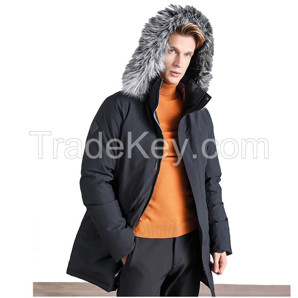 Fashion Outdoor Windbreaker Thick Hooded Duck Down Jacket for Winter With Fur