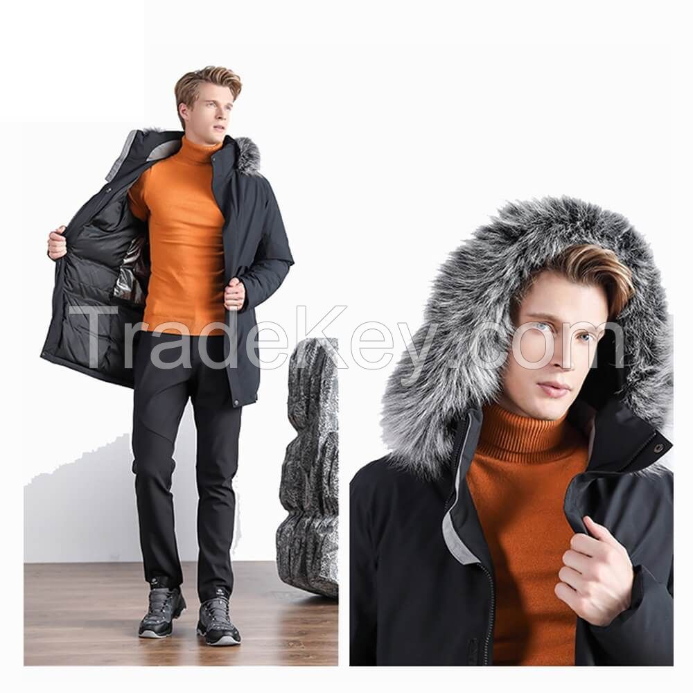 Fashion Outdoor Windbreaker Thick Hooded Duck Down Jacket for Winter With Fur