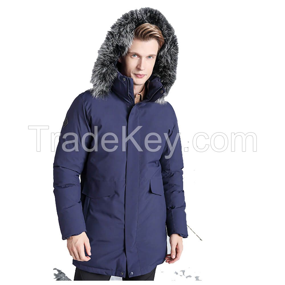 Fashion Outdoor Windbreaker Thick Hooded Duck Down Jacket for Winter With Fur