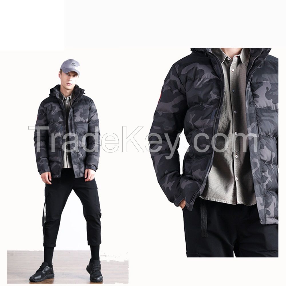 Aisycle Men Camo Printing Thicker Windproof Breathable Duck Down Jacket for Men