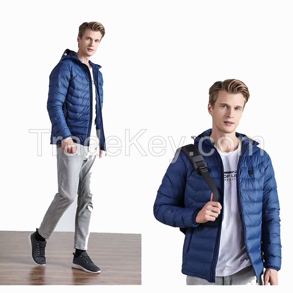 Hot Selling Basic Men's Warm Winter Windproof Light Nylon Down Jacket with Hood