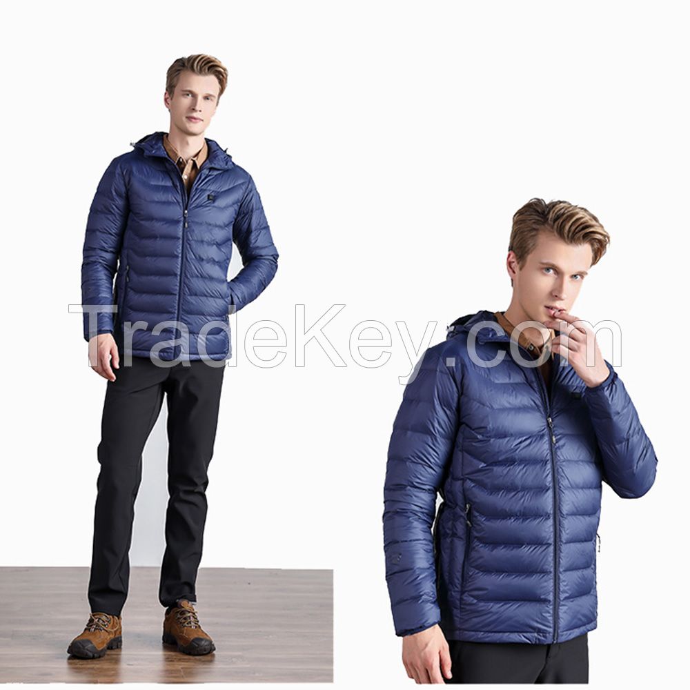 Hot Selling Basic Men's Warm Winter Windproof Light Nylon Down Jacket with Hood 