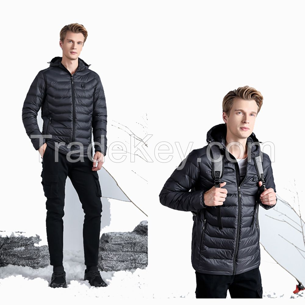 Hot Selling Basic Men's Warm Winter Windproof Light Nylon Down Jacket with Hood
