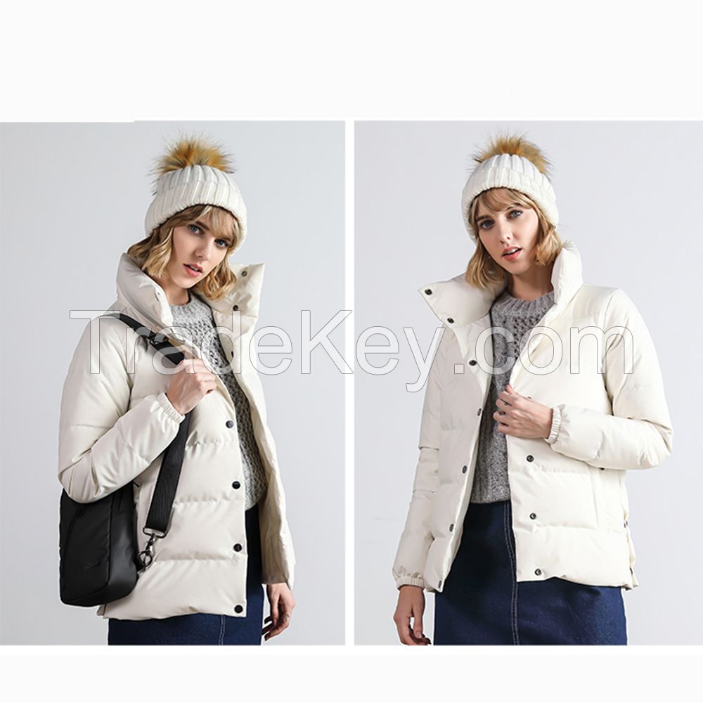 Fashion Black 100% Polyester Ultra Light Down Jacket Women 