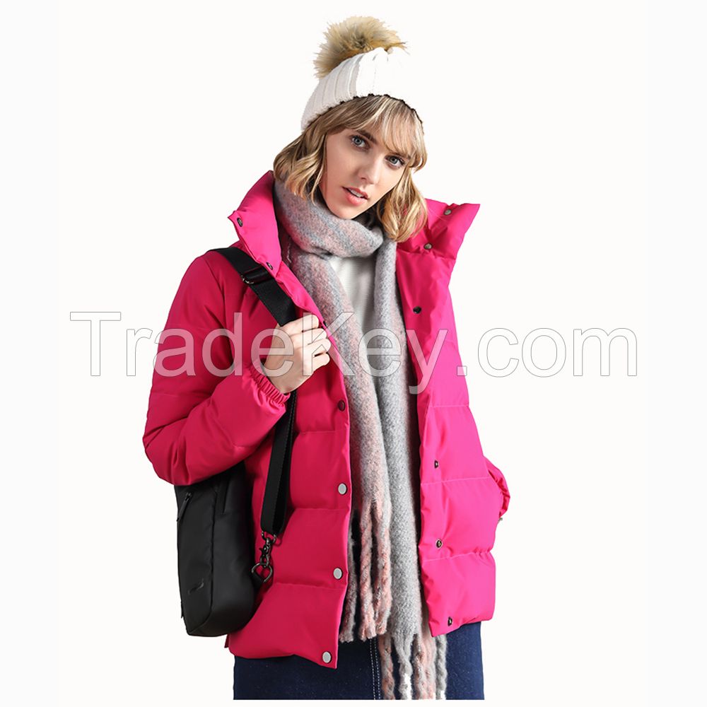 Fashion Black 100% Polyester Ultra Light Down Jacket Women