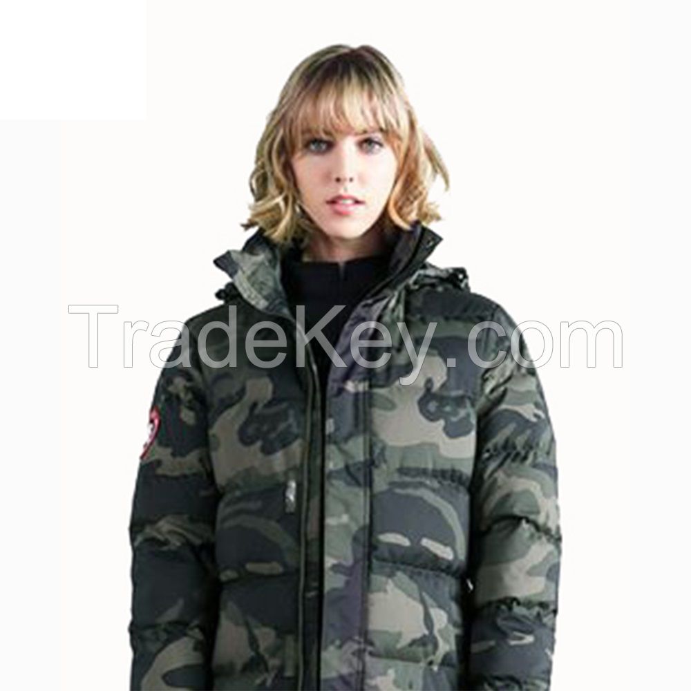 Womens Camouflage Hooded Long Coat Warm Thick Camo Jacket