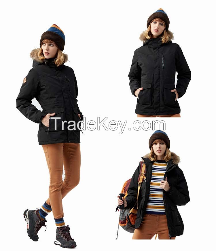 China Custom Women Winter Ski Warm Waterproof Down Fur Jacket