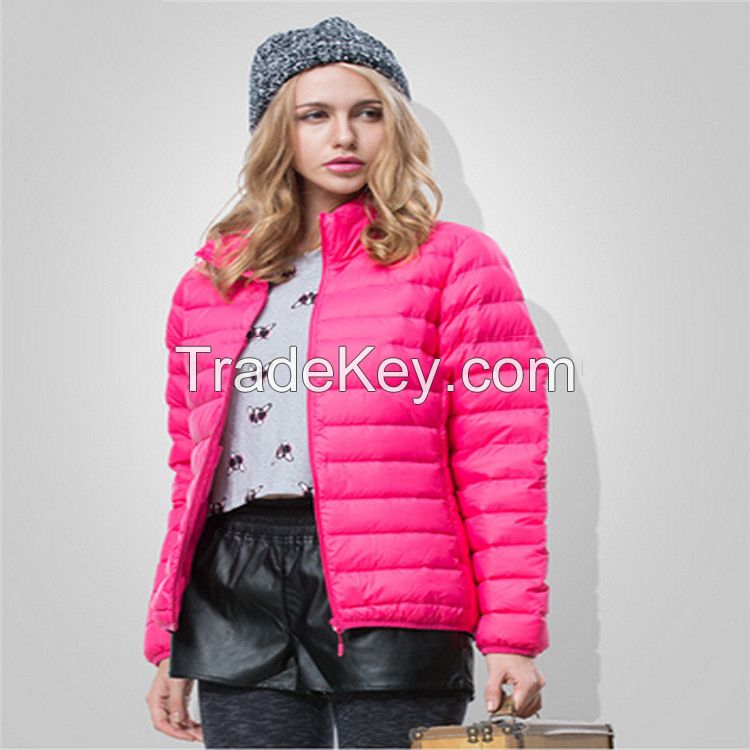 Sports Wear Custom Women Duck Down Jacket Ladies Down Jacket Pink