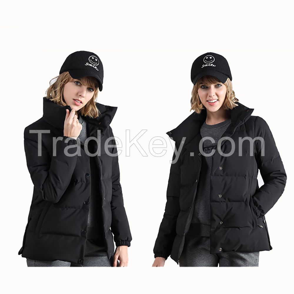 Fashion Black 100% Polyester Ultra Light Down Jacket Women 