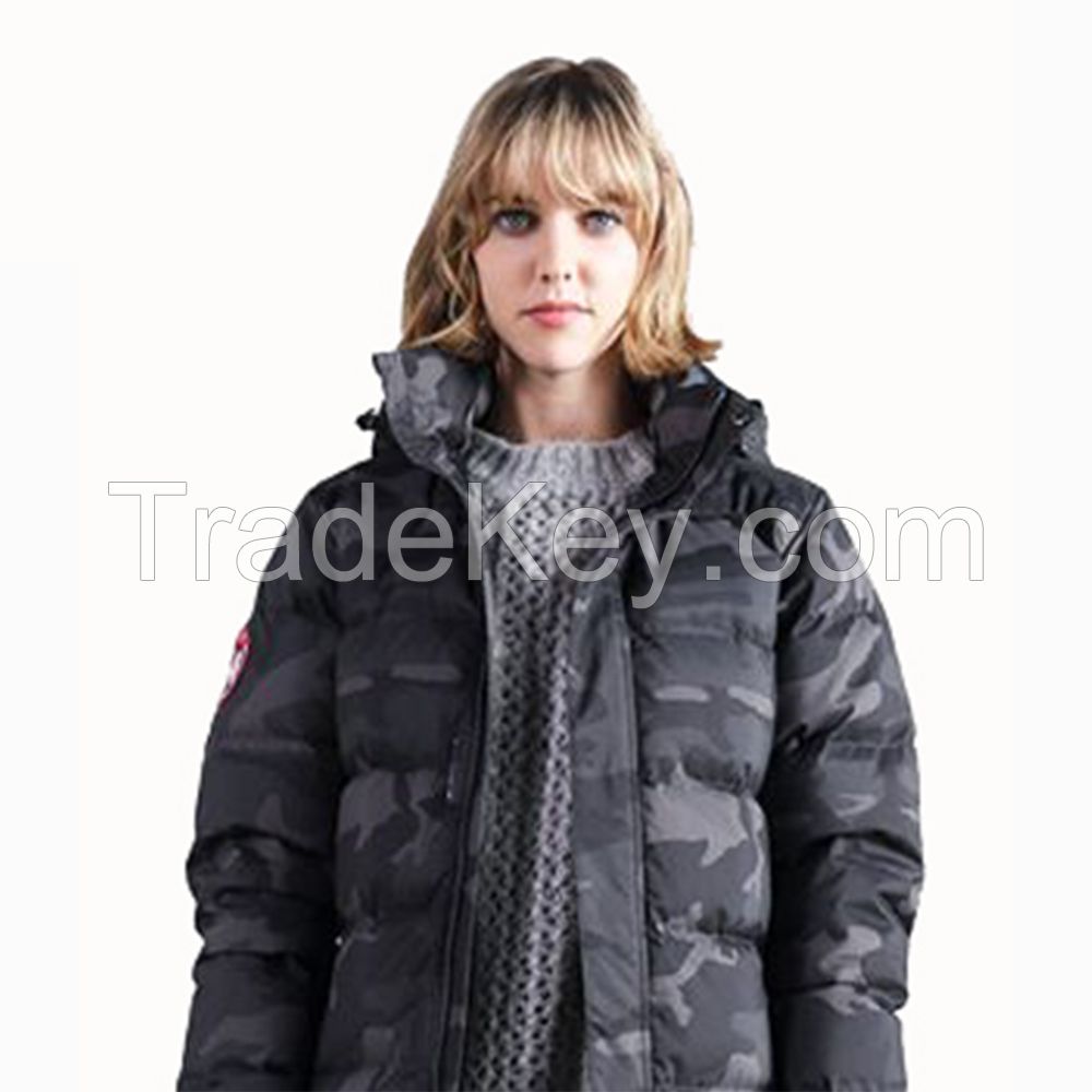 Womens Camouflage Hooded Long Coat Warm Thick Camo Jacket 