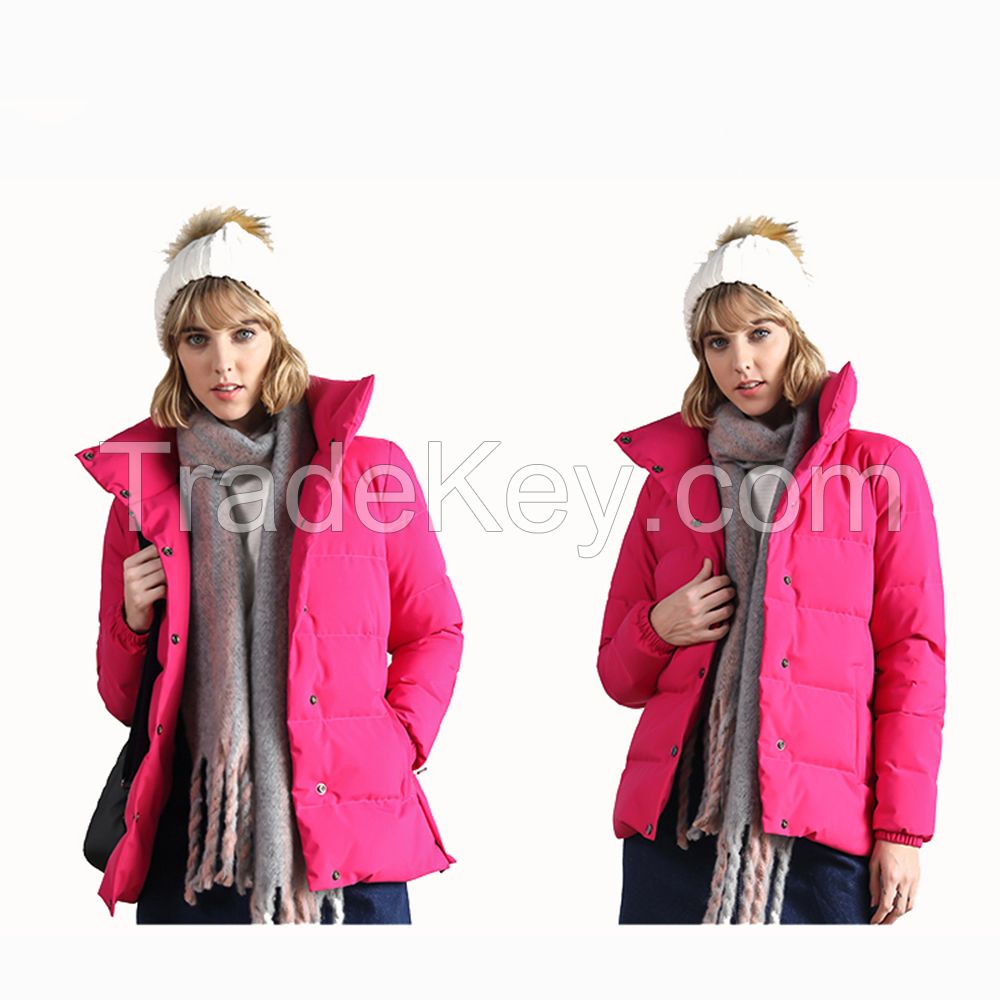 Fashion Black 100% Polyester Ultra Light Down Jacket Women 