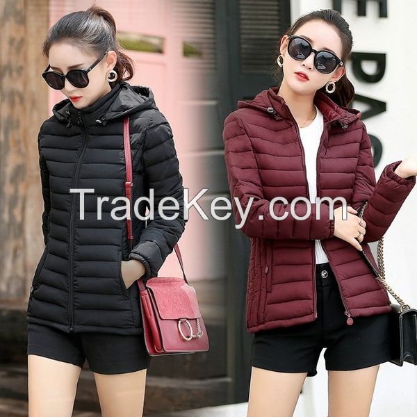 Winter New Women's Cotton Puffer Jacket Lightweight Cotton Clothing Slim Fit Hooded Puffer Jacket