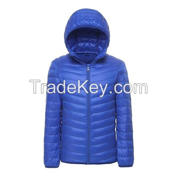 Winter Men and Women Fashion Lightweight Hooded Quilted Puffer Jacket 