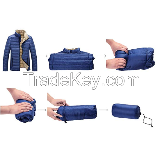 Men's Lightweight Stand Collar Packable Down Jacket 