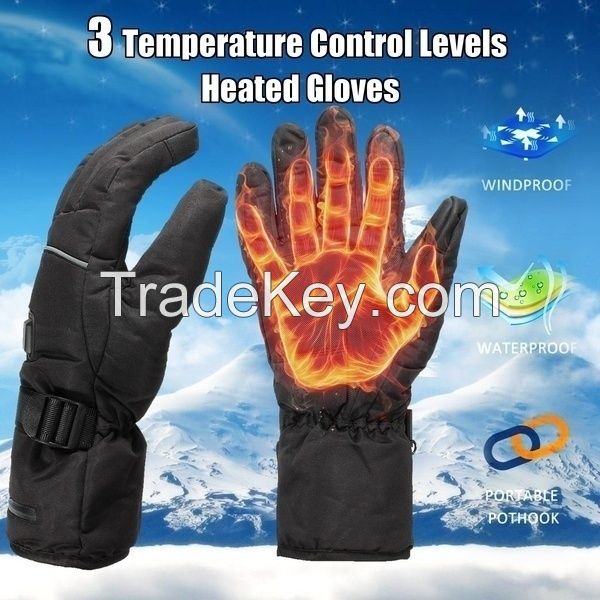 High Quality 3 Control Level Battery Power Electric Heated Winter Warm Waterproof Gloves 