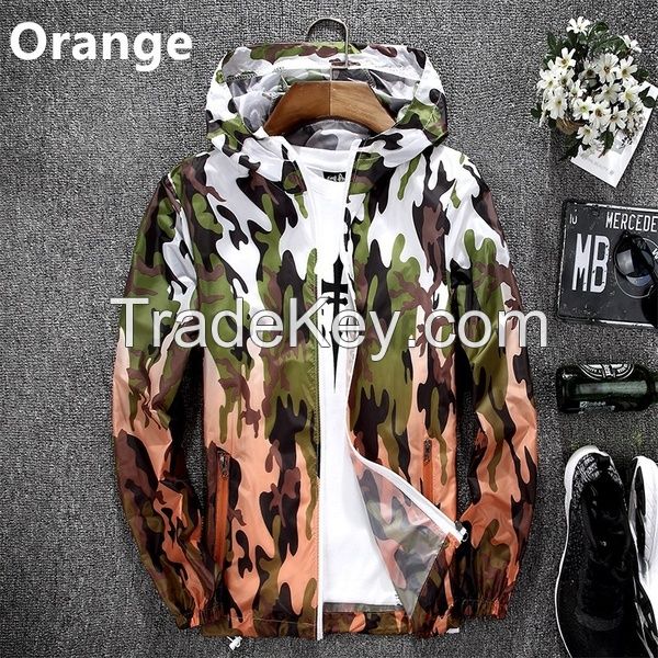 Autumn Mens Camo Outdoor Hunting Jacket Lightweight Windbreaker Coat