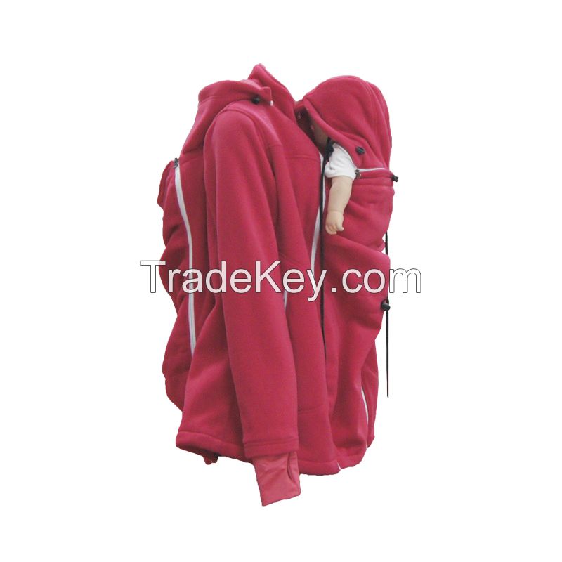 Warm Fleece Babywearing Jacket, Baby Carrier Coat With Detachable Hood