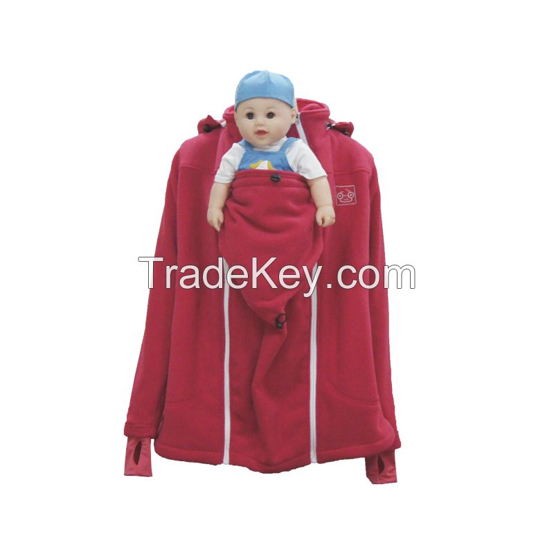 Warm Fleece Babywearing Jacket, Baby Carrier Coat With Detachable Hood 