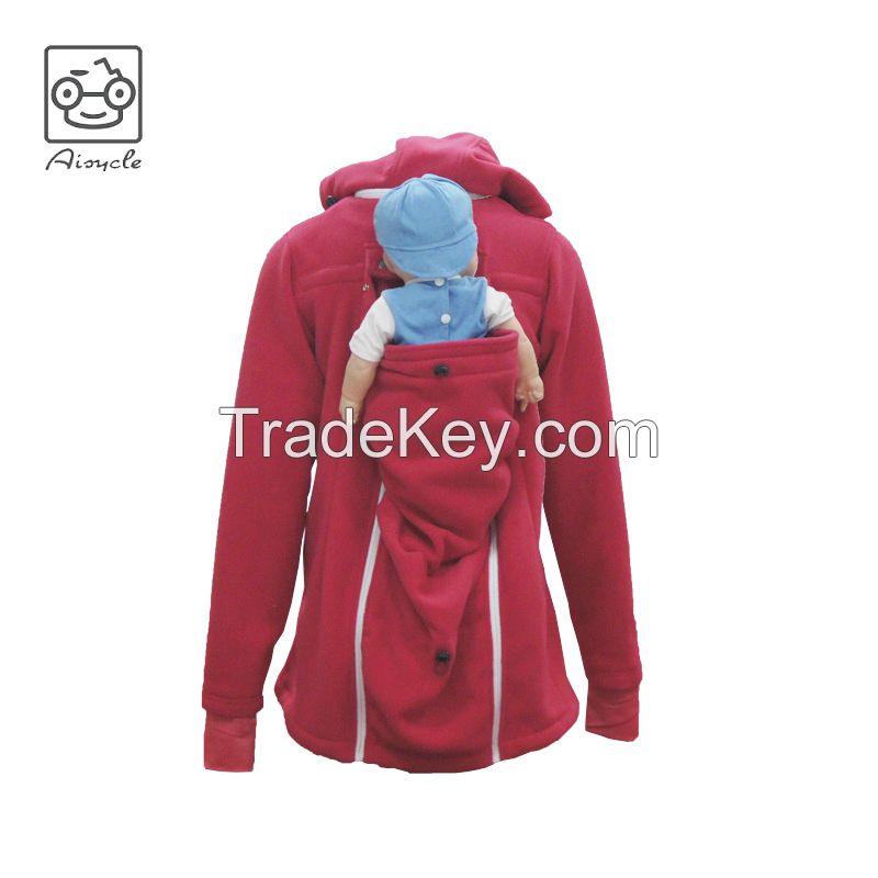 Warm Fleece Babywearing Jacket, Baby Carrier Coat With Detachable Hood