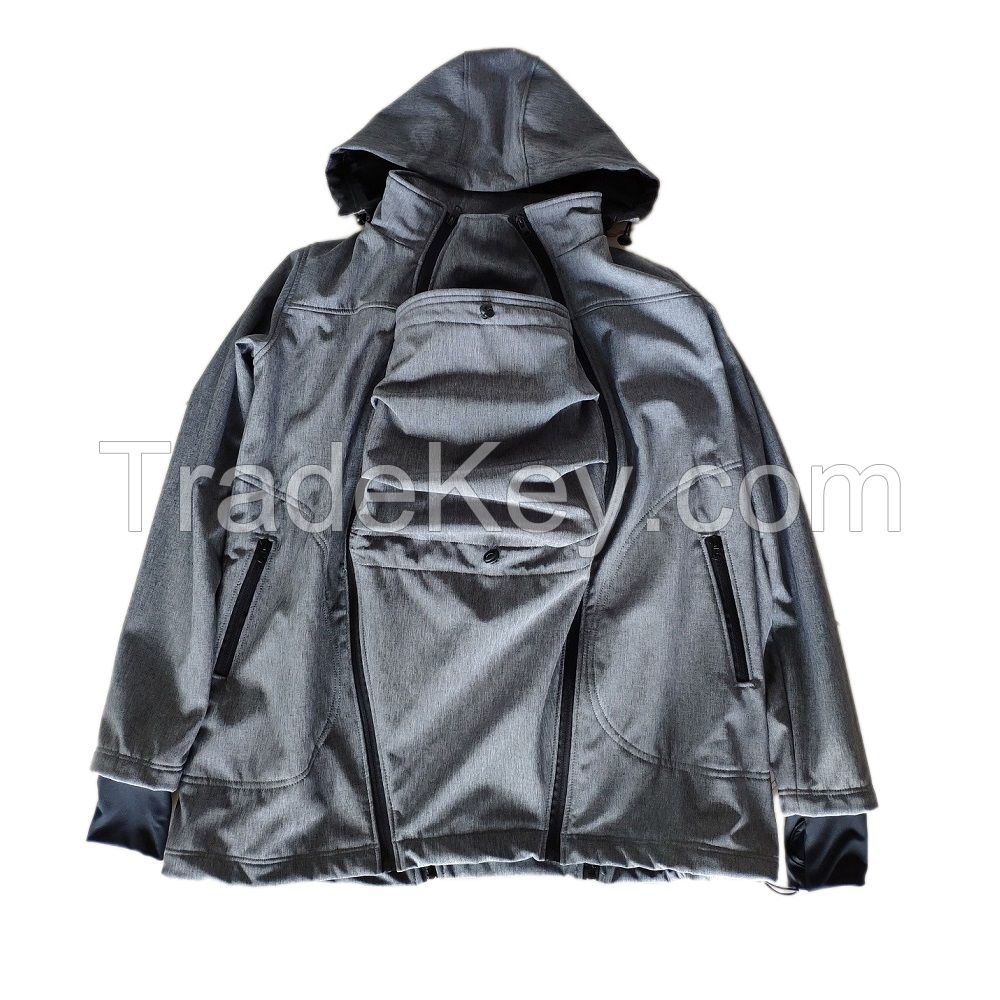 3 in 1 Mid Weight Softshell BabywearJacket Waterproof Maternity Parka