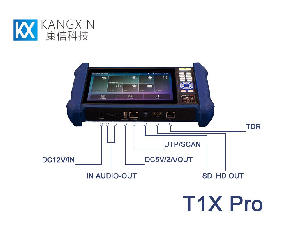 Multifunctional CCTV Tester, 7 inch retina display, IPC H.265, HDMI, ONVIF