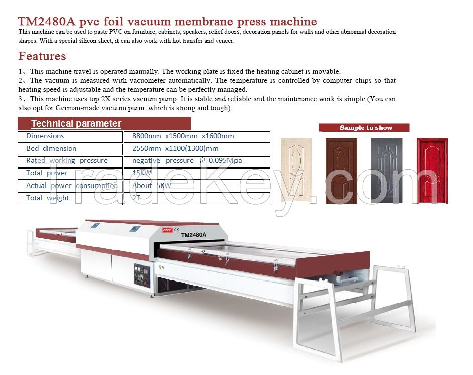 Tm-2580f Vacuum Membrane Press Machine Laminating High Gloss Door Furniture