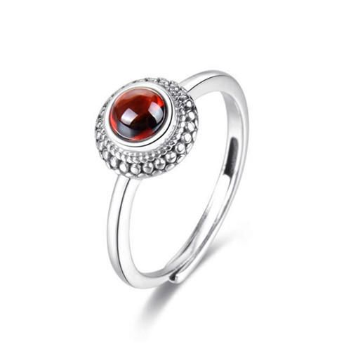 Handmade Modern Garnet Stone Jewelry Red Garnet Flower Dress Ring Sterling Silver Dainty Eternity Love Engagement Finger Rings