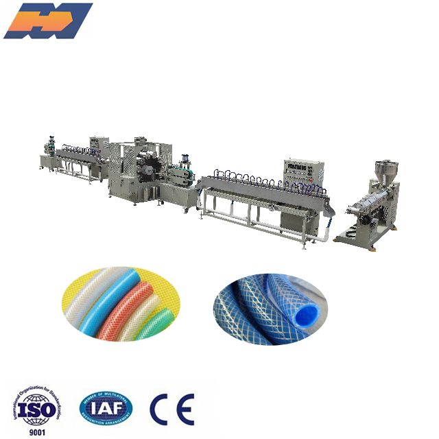 Plastic PVC soft pipe Fiber reinforced bride hose Garden watering pipe extrusion making machine production line