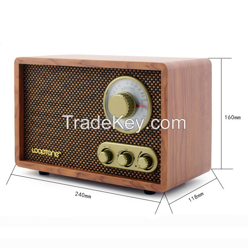 2019 hot sale vintage portable blue tooth speaker fm radio antique design wooden radio