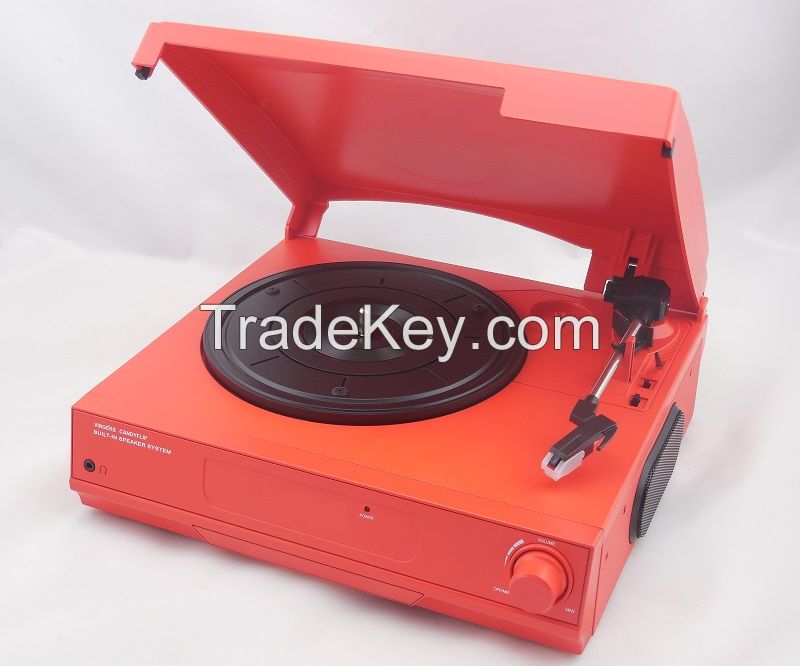 Factory supply compact design cheap gramophone record player vinyl turntable with built in speakers