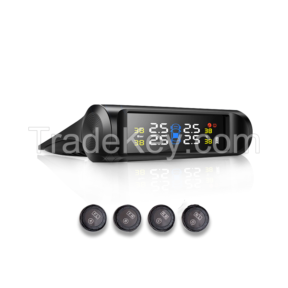 Universal Auto Tire Pressure Monitoring System/Car solar TPMS Wireless Bluetooth +4 External Sensor LCD Display