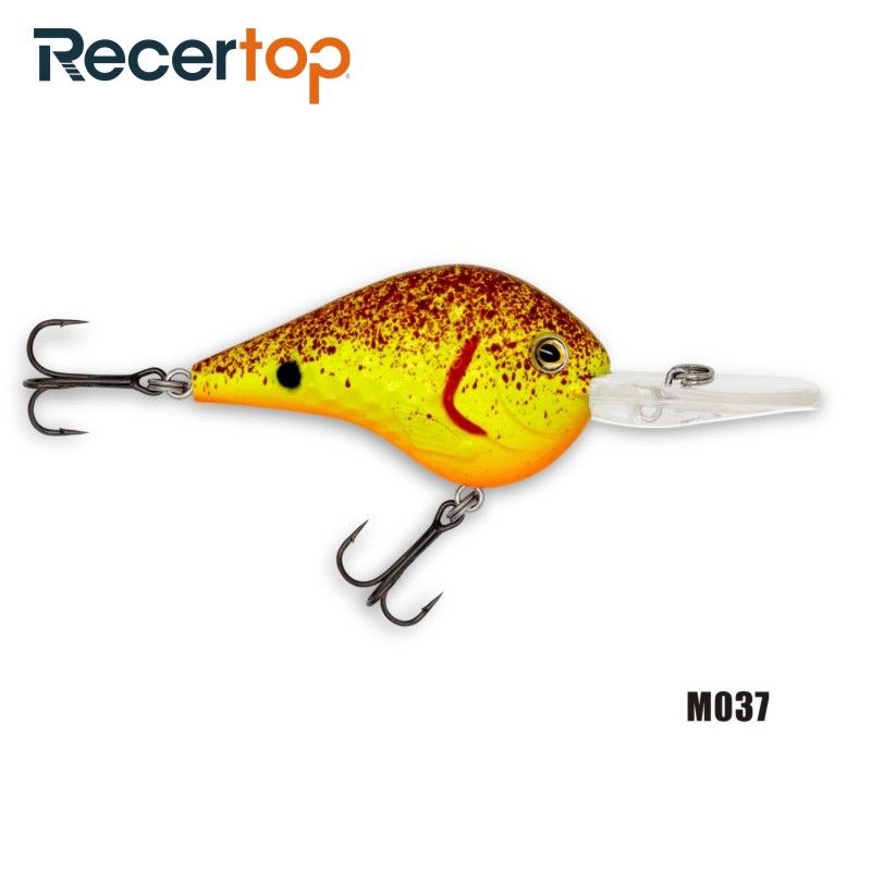 Recertop Small Deep Diving Crankbait Long Bill Diamond Holographic Scale FIshing Lure