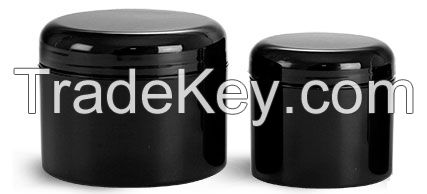 Black Polypropylene Plastic Double Wall Round Base/Top Jars