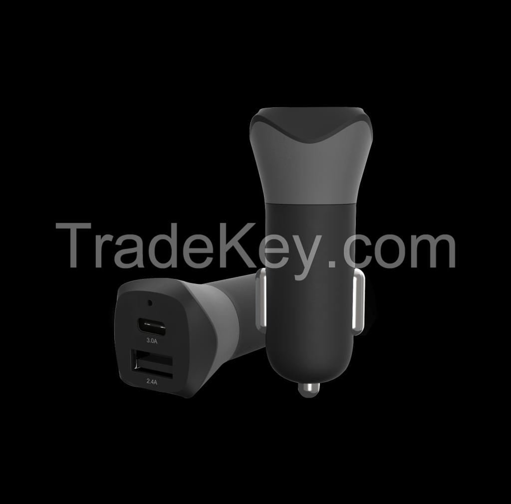 Dual USB PD36W Type C Car Charger with QC3.0