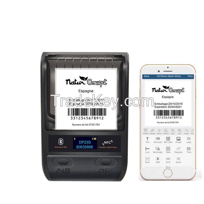 DeTong DP23S 58mm Portable barcode label Printer with USB Bluetooth NFC for Cable Label Printing, Retails