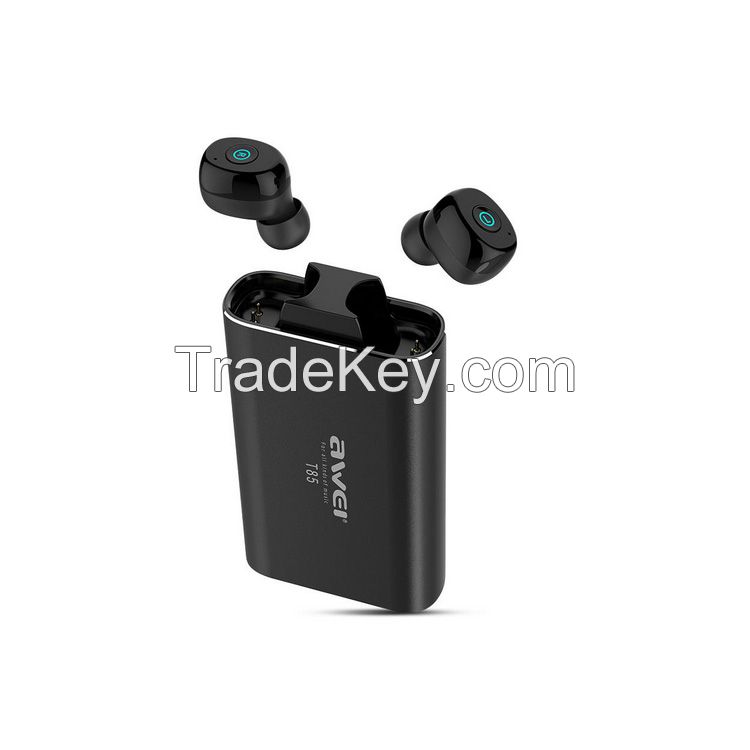  Awei T85 Wireless Bluetooth Earbuds with 1800mAh Powerbank - Black 