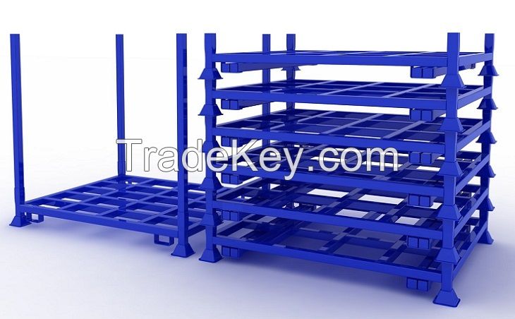 Foldable collapsible stacking stackable assembly Racks Pallet Stillage Storage Logistic Transportation Tyres Textile Roll