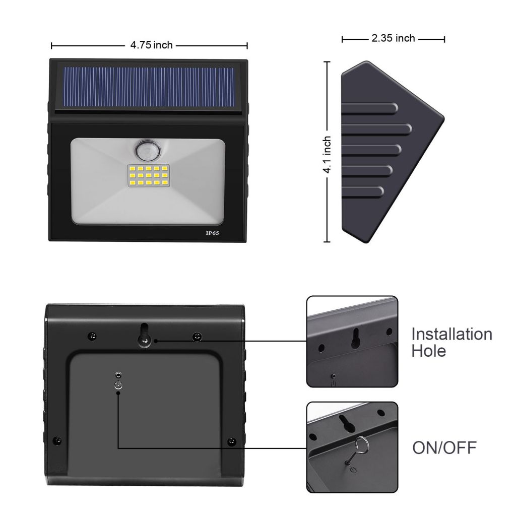 Solar wall  light triangle solar motion sensor light solar garden light