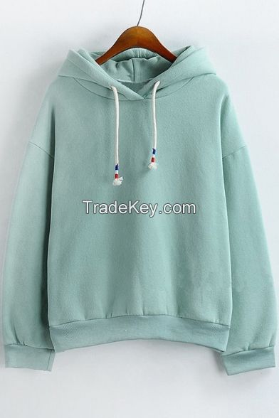 Relaxed Long Sleeve Plain Hoodie