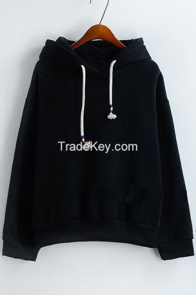 Relaxed Long Sleeve Plain Hoodie