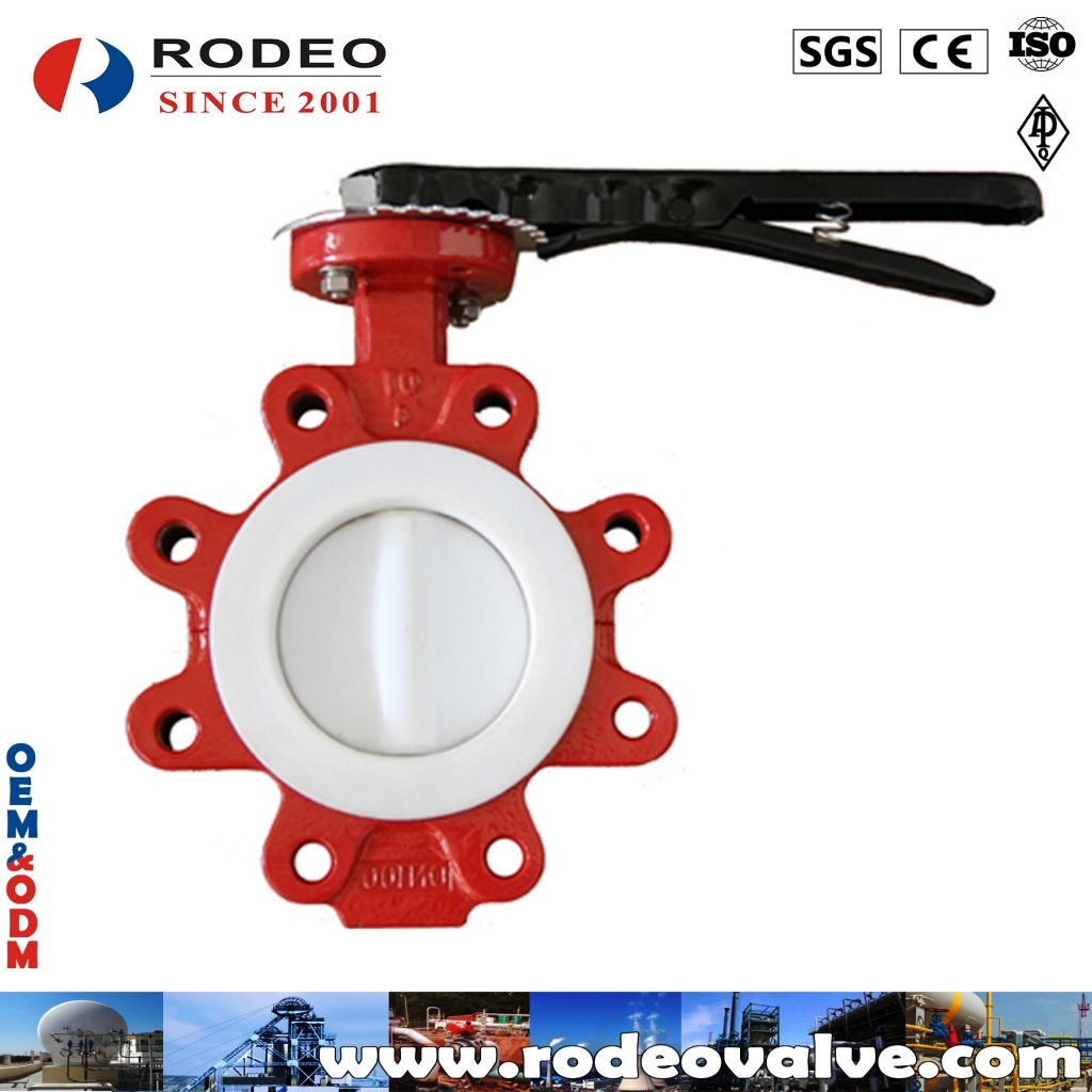 Full PTFE lined lug butterfly valve