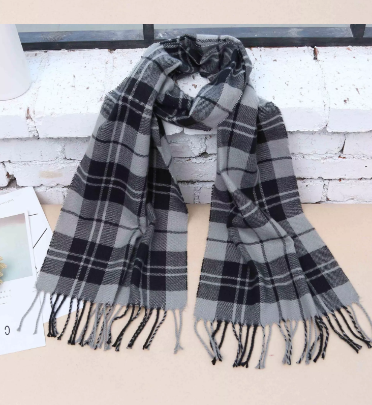 Wholesale Low MOQ Multi Tartan Plaid Woven Tassel Wool Scarf For Men 