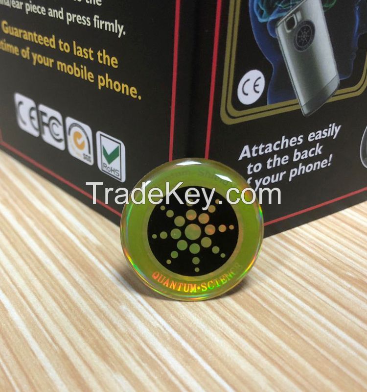 Cell phone use round quantum shield anti radiation sticker with negative ion, Logo can customised