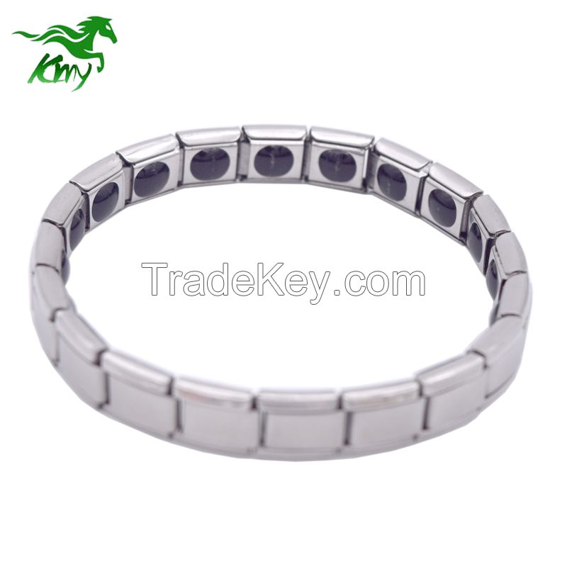 Magnetic Germanium Titanium Steel Energy Bracelet With Different Health Beads on it