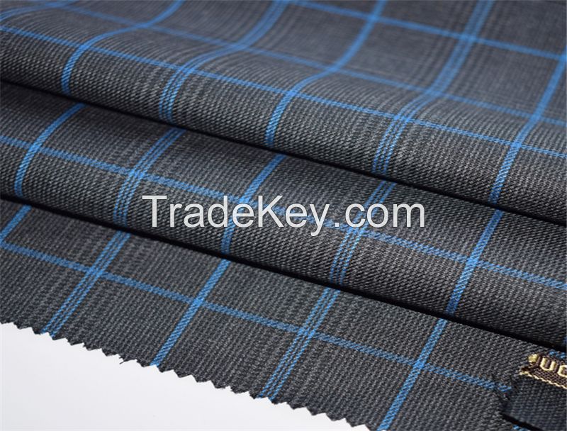 Fashion Modern Checked Worsted Wool Suiting Fabric