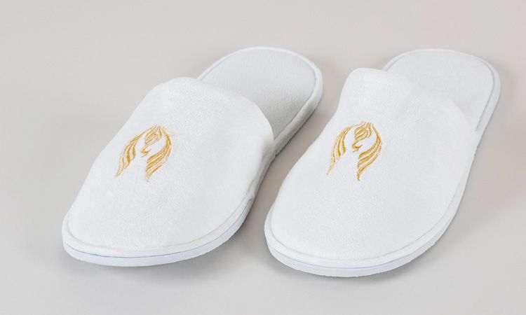 Eliya 5 Star White Hotel Slippers/Cotton Slipper with EVA/ Anti-Slip Dots Sole