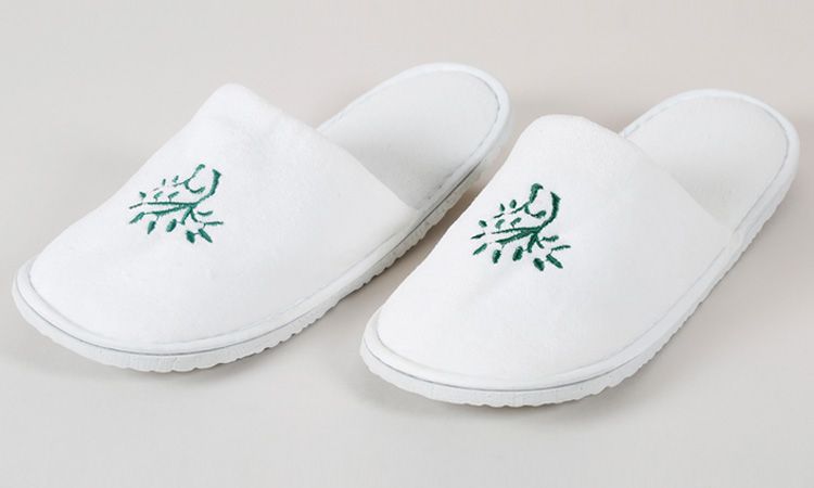 Eliya 5 Star White Hotel Slippers/Cotton Slipper with EVA/ Anti-Slip Dots Sole